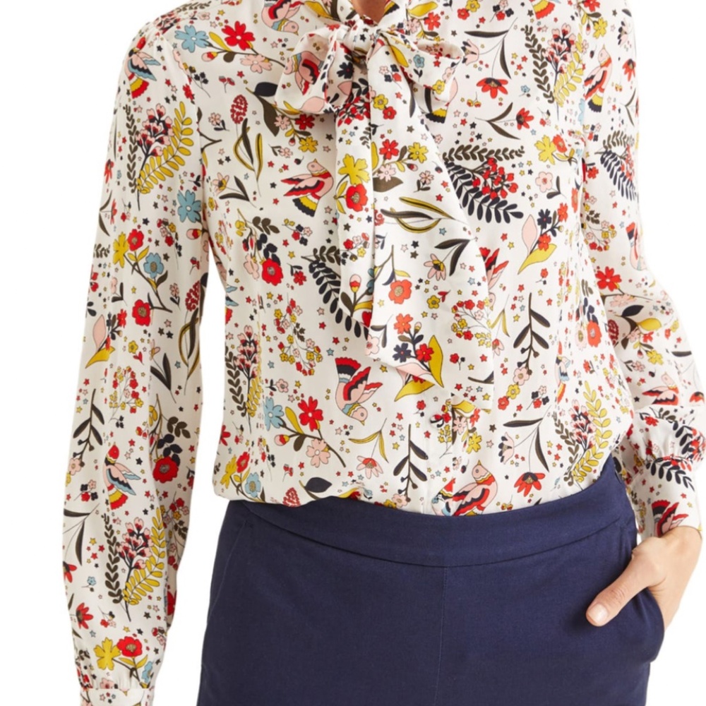 Size 16 Boden Floral And Bird Blouse